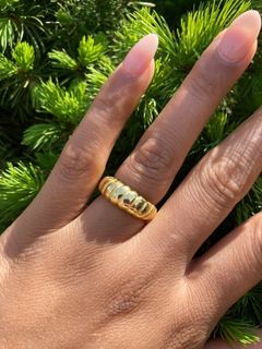 Dainty croissant ring, Minimalist ring,Charm Necklace,Shower safe,Gold dipped, Hypoallergenic, For Her,Gift for her