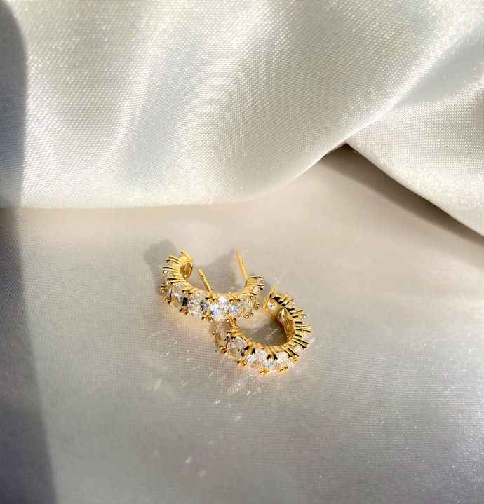 Rhinestone Decor Mini Hoops